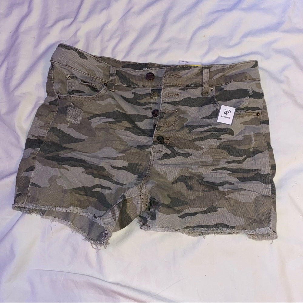 Time and Tru Camo Jean-Like High Waisted Shorts